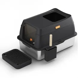 [25439] Covered Stainless Steel Litter Box