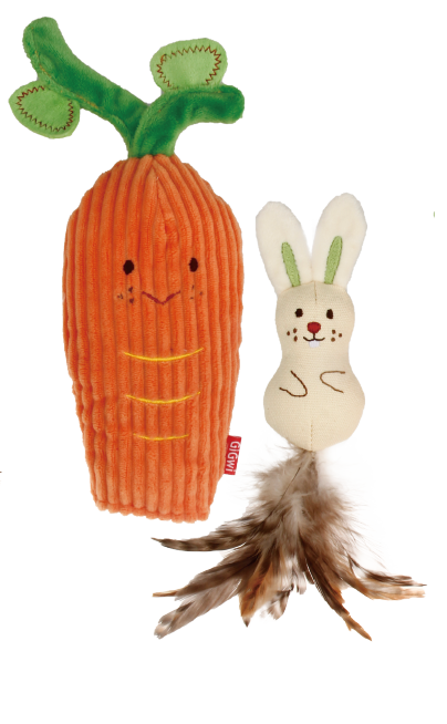 [26866] GiGwi Rabbit With Carrot Catch & Scratch