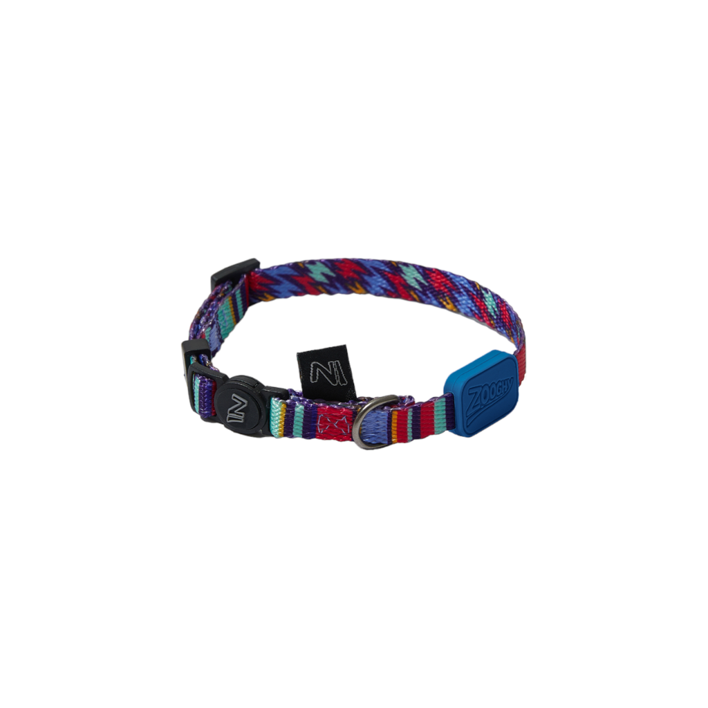 [Zoo8898] Zooghy Adjustable Cat Collar - Dark Blue Light and Stripes