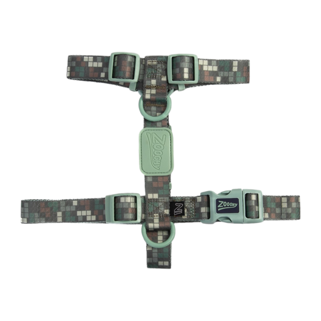 Zooghy Adjustable "H" Harness - Mint Green - Tetris