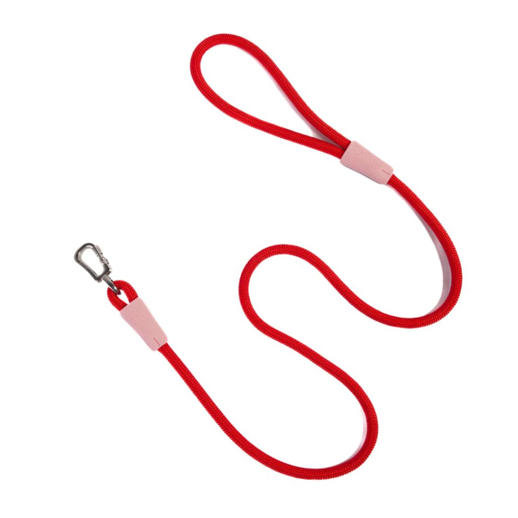 [Zoo22478] Zooghy Dog Rope Leash with Hook - Red on Pink